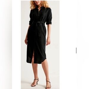 NWT Linen Blend Midi Dress Button Up